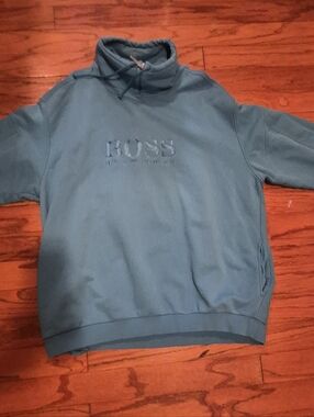 BOSS Men's Teal Turtleneck Pullover Sweatshirt Blue Mens Sz 3XL
